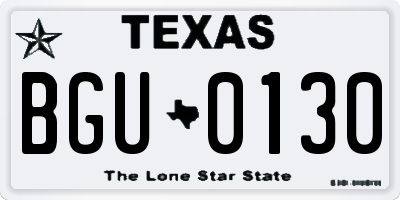 TX license plate BGU0130