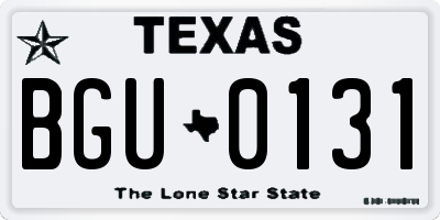 TX license plate BGU0131