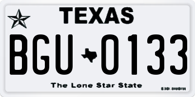 TX license plate BGU0133
