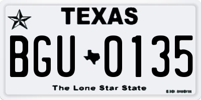 TX license plate BGU0135