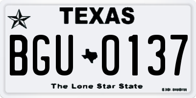 TX license plate BGU0137