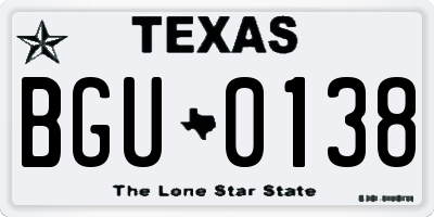 TX license plate BGU0138