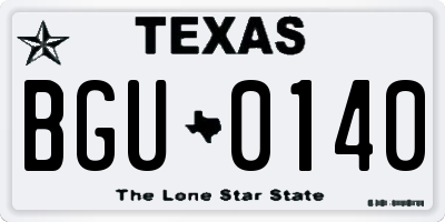 TX license plate BGU0140