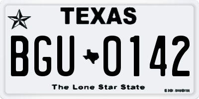 TX license plate BGU0142