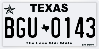 TX license plate BGU0143