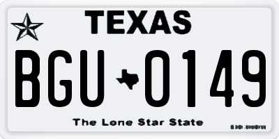 TX license plate BGU0149