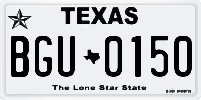 TX license plate BGU0150