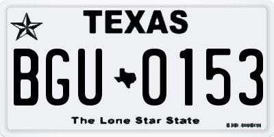 TX license plate BGU0153