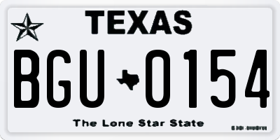 TX license plate BGU0154