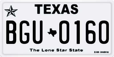 TX license plate BGU0160