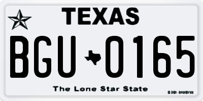 TX license plate BGU0165