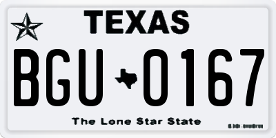 TX license plate BGU0167