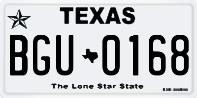 TX license plate BGU0168