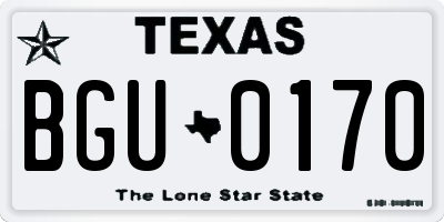 TX license plate BGU0170