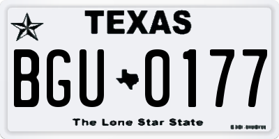 TX license plate BGU0177