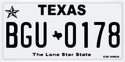 TX license plate BGU0178