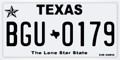 TX license plate BGU0179
