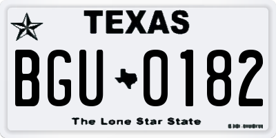 TX license plate BGU0182