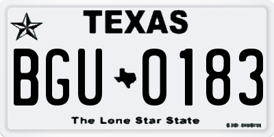 TX license plate BGU0183