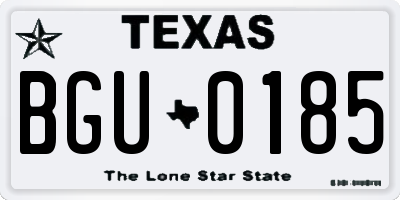 TX license plate BGU0185