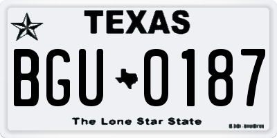 TX license plate BGU0187