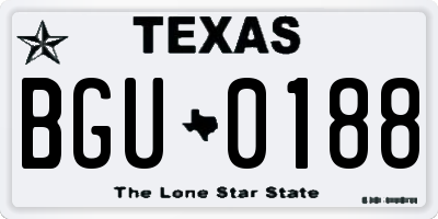 TX license plate BGU0188