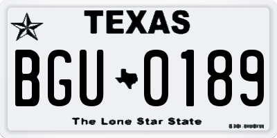 TX license plate BGU0189