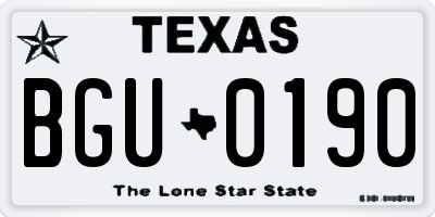 TX license plate BGU0190