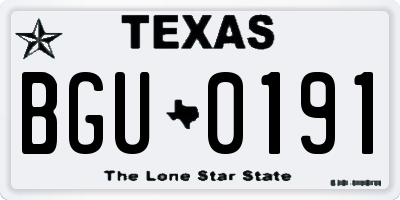 TX license plate BGU0191