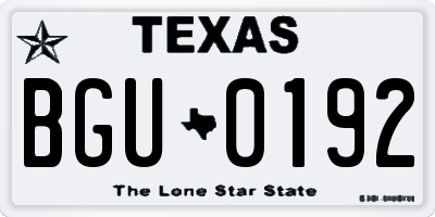 TX license plate BGU0192