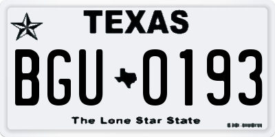 TX license plate BGU0193