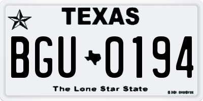 TX license plate BGU0194