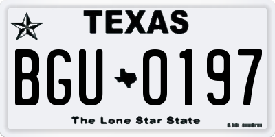 TX license plate BGU0197