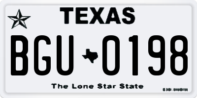 TX license plate BGU0198