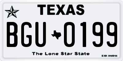 TX license plate BGU0199
