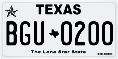 TX license plate BGU0200