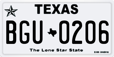 TX license plate BGU0206