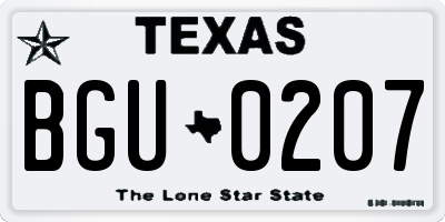 TX license plate BGU0207