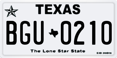 TX license plate BGU0210