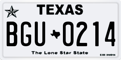 TX license plate BGU0214