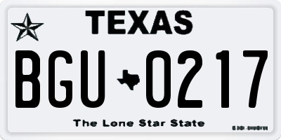 TX license plate BGU0217
