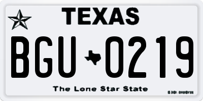 TX license plate BGU0219