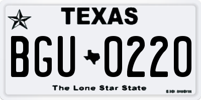TX license plate BGU0220