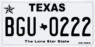 TX license plate BGU0222