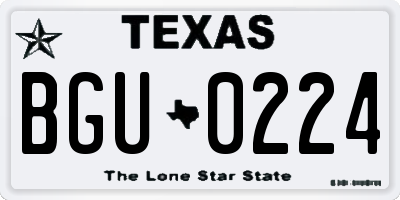 TX license plate BGU0224