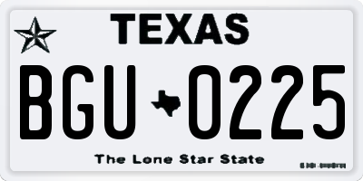TX license plate BGU0225