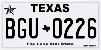 TX license plate BGU0226