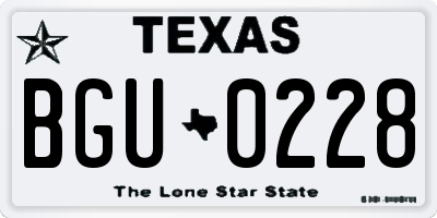 TX license plate BGU0228