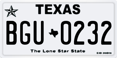 TX license plate BGU0232