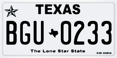 TX license plate BGU0233